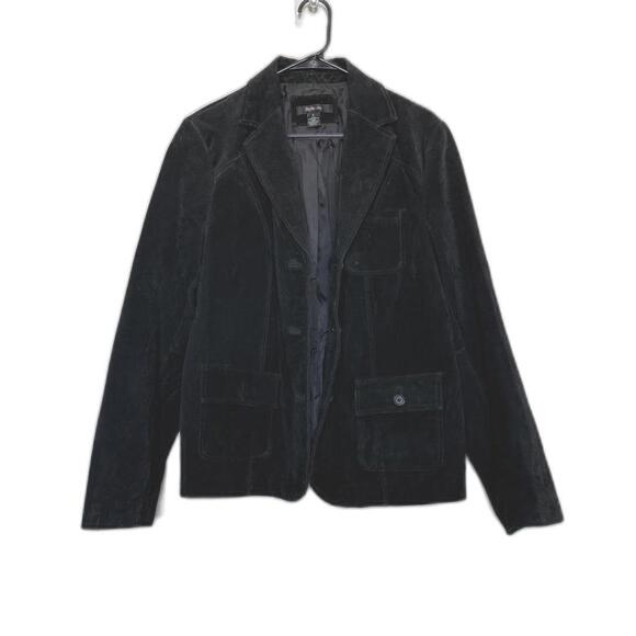 Jackets & Blazers - Vintage Black Suede Blazer Jacket Women XL Genuine Leather